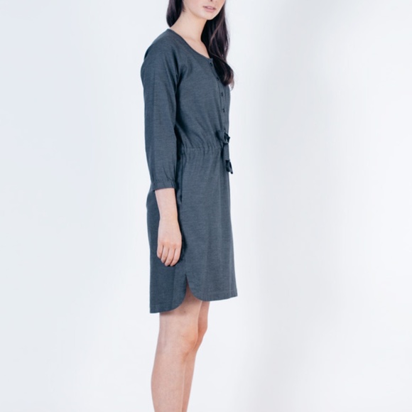 EUC - Bridge & Burn Harper Drawstring Dress in Grey Twill (has pockets!) - Picture 2 of 10